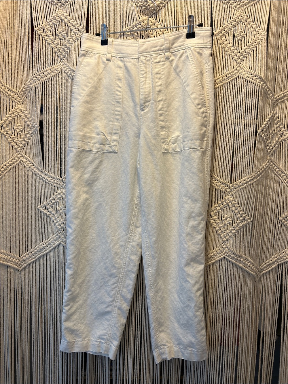 Banana Republic Cream High-Rise Linen Blend Straight Pants
